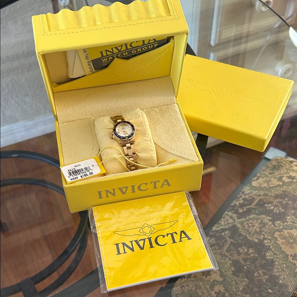 Invicta Women's Gold Watch with Black Accents